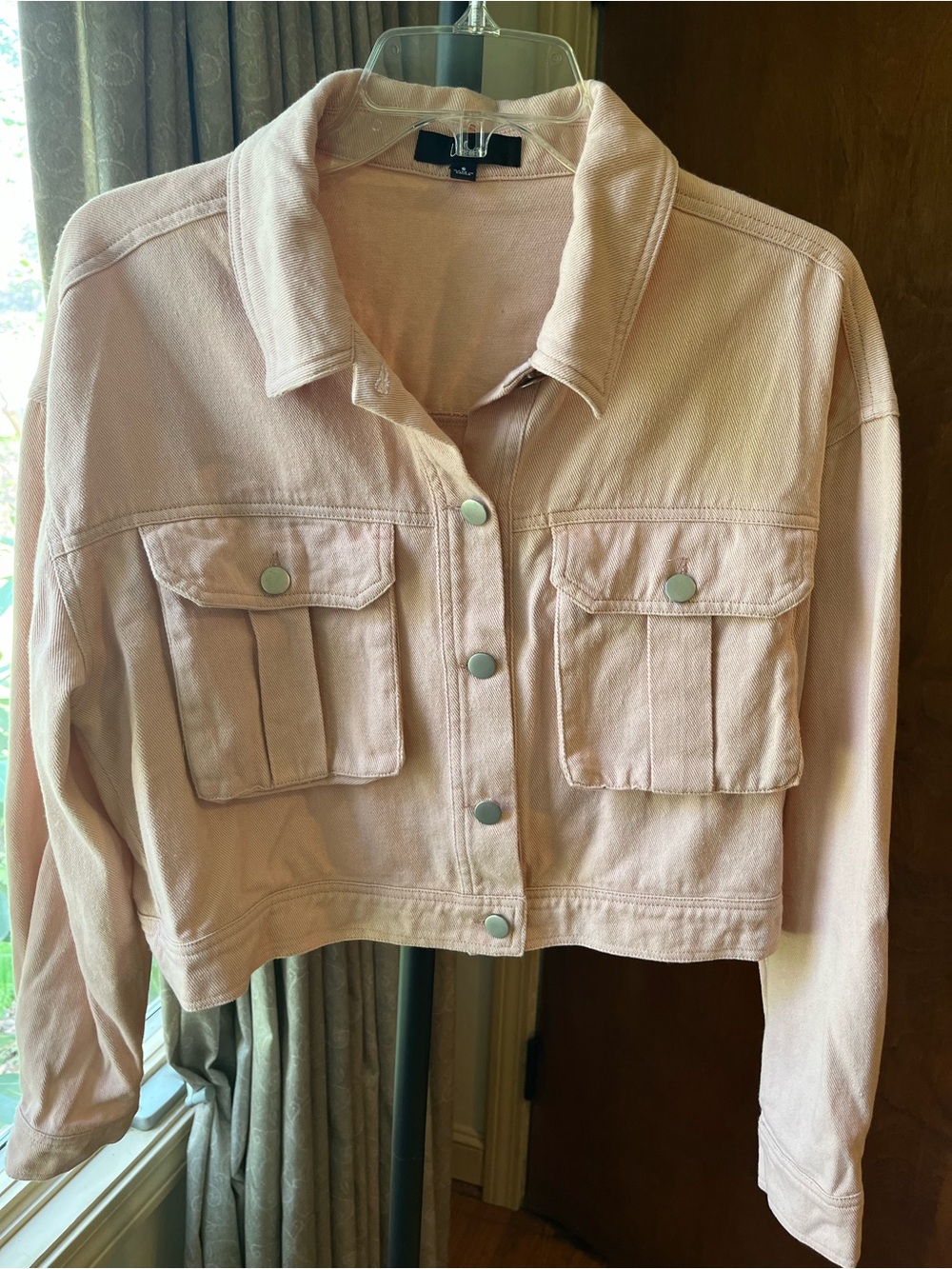 Lulu's Blush Pink Cropped Jean Jacket - Picture 2 of 6